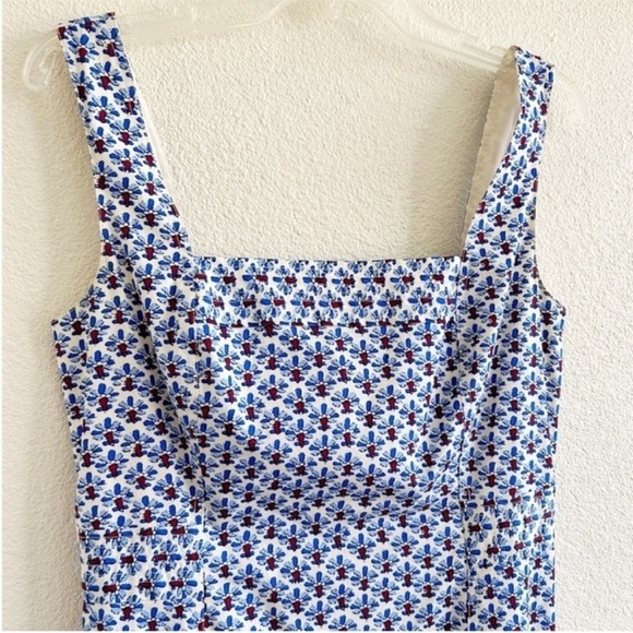 Tory Burch Floral Square Neck Cotton Dress - Picture 4 of 8